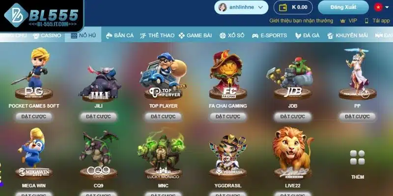 Sảnh nổ hũ BL555 phát triển lên đến hàng trăm nội dung độc đáo